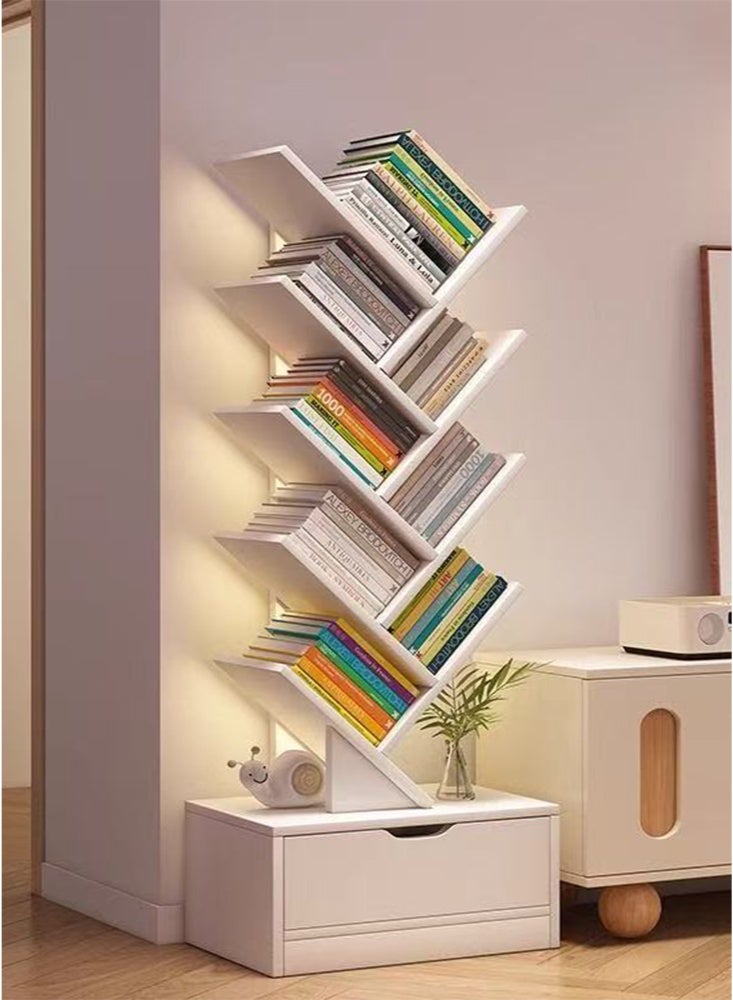 كوزينيست رف كتب خشبي على شكل شجرة، خزانة كتب متعددة الطبقات للوقوف على الأرض، منظم تخزين ورف مفتوح للكتب لغرفة المعيشة، غرفة الدراسة، المكتب، غرفة النوم – أثاث خشبي زخرفي للكتب، للأطفال، مكتبة منزلية، النباتات، الديكورات الصغيرة - Image 2