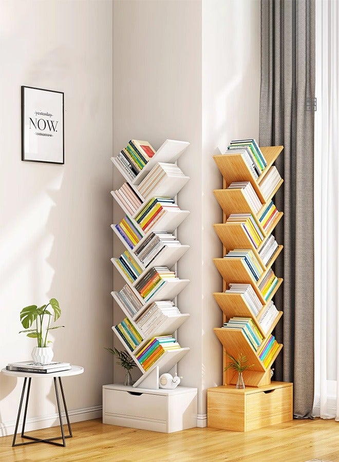 كوزينيست رف كتب خشبي على شكل شجرة، خزانة كتب متعددة الطبقات للوقوف على الأرض، منظم تخزين ورف مفتوح للكتب لغرفة المعيشة، غرفة الدراسة، المكتب، غرفة النوم – أثاث خشبي زخرفي للكتب، للأطفال، مكتبة منزلية، النباتات، الديكورات الصغيرة - Image 4