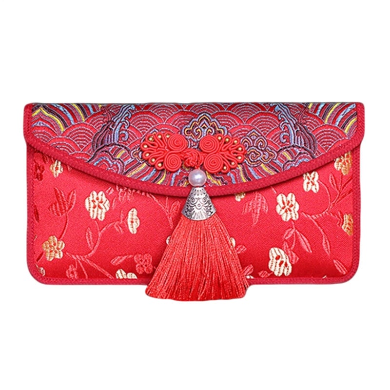 Chinese Red Envelopes Large Traditional Packets with Tassels Good Fortune Design Holiday Gift Set - Image 2