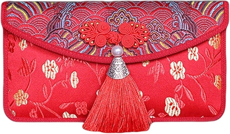 Chinese Red Envelopes Large Traditional Packets with Tassels Good Fortune Design Holiday Gift Set - Image 1