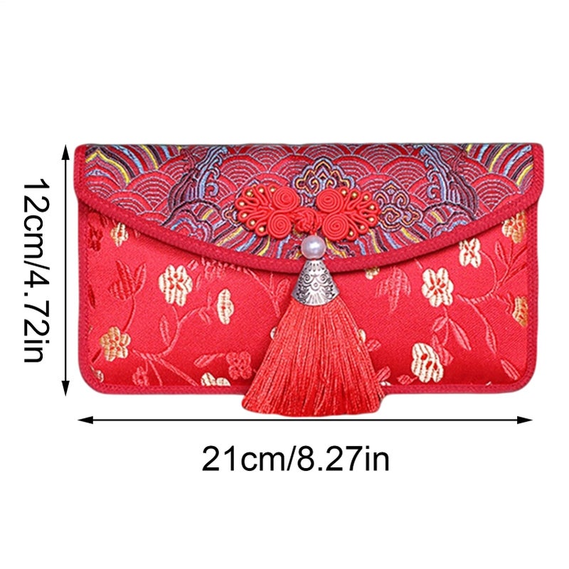 Chinese Red Envelopes Large Traditional Packets with Tassels Good Fortune Design Holiday Gift Set - Image 3