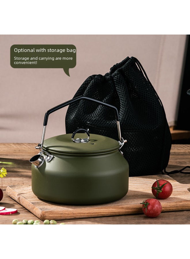 Outdoor Kettle 304 Stainless Steel Stove Card Stove Gas Teapot 1L Capacity Camping Kettle-Capacity:Storage Bag + 1.0L Army Green  - Image 4