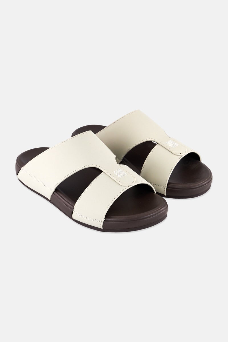 Algspar Men Slip On Arabic Sandals, Beige - Image 1