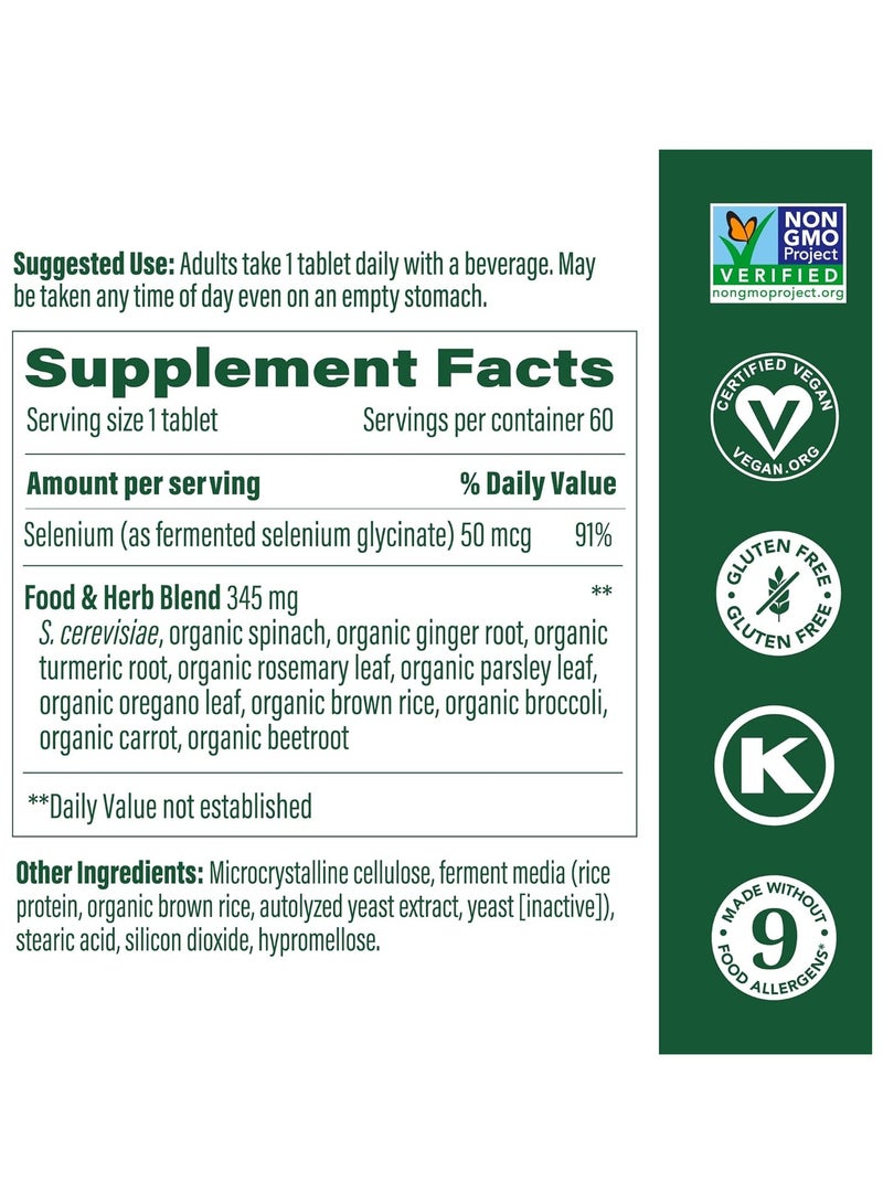 MegaFood Selenium - Supports a Healthy Immune System, Plus food & herb blend,  60 Tablets (60 Servings) - Image 2