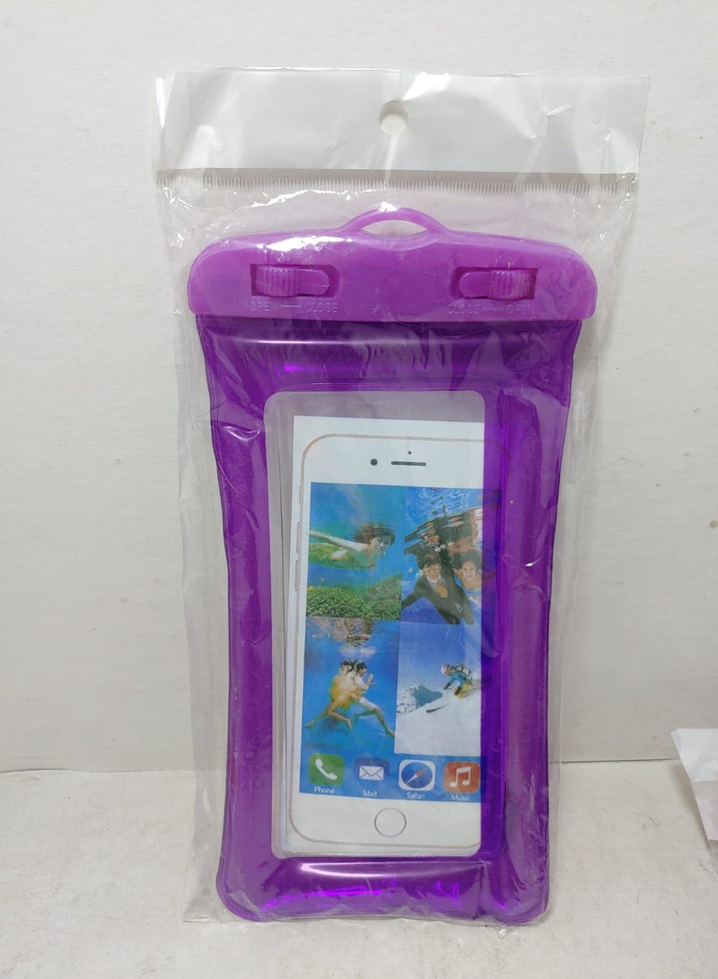Waterproof Phone Case – Transparent, Floating, for Mobile, Credit Cards, Wallet, and Passport (Purple)