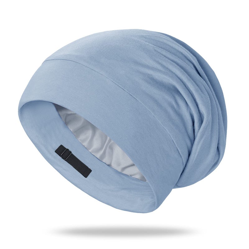 OLESILK Silk Bonnet for Curly and Frizzy Hair Sleep Cap for Sleeping Unisex Hair Wrap Medium Light Blue