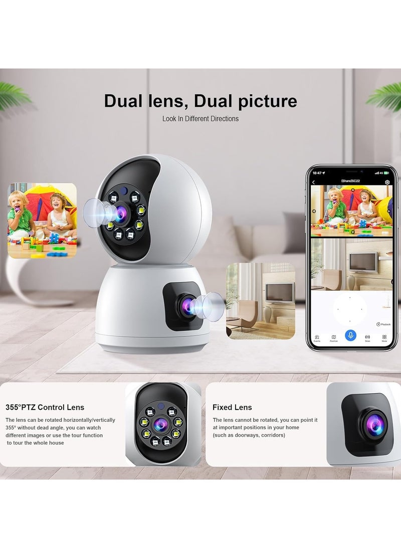 TIGER Dual-Lens Indoor Camera – 4MP 360° Dual Lens Smart Security Camera, WiFi Wireless, Expanded Viewing Angle, Motion Tracking, Dual-Screen Display & Audio, Phone Alerts – Home & Office Security - Image 3
