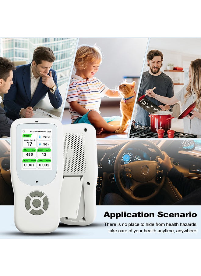 Generic 9-in-1 Air Quality Monitor Indoor Handheld AQI/CO₂/PM2.5/PM1.0/PM10/HCHO/TVOC/Temperature/Humidity Detector Real Time Monitoring Large Display with Intelligent Alert Home Air Test Kits  - Image 2