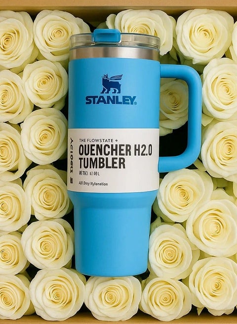 كوب كوينشر H2.0 فلوستيت الاصلي من ستانلي مختوم ، معزول بتفريغ الهواء فولاذ مقاوم للصدأ مع غطاء وشفاطة للمياه أو الشاي المثلج القهوة وعصير السموذي وما إلى ذلك 1.18 لتر