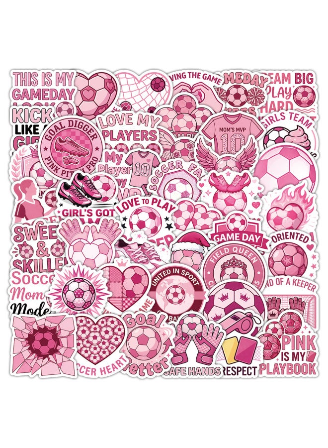 53 Pink Football Stickers With A Girly Heart Design World Cup Personalized Decoration For Water Bottles And Suitcases, Waterproof