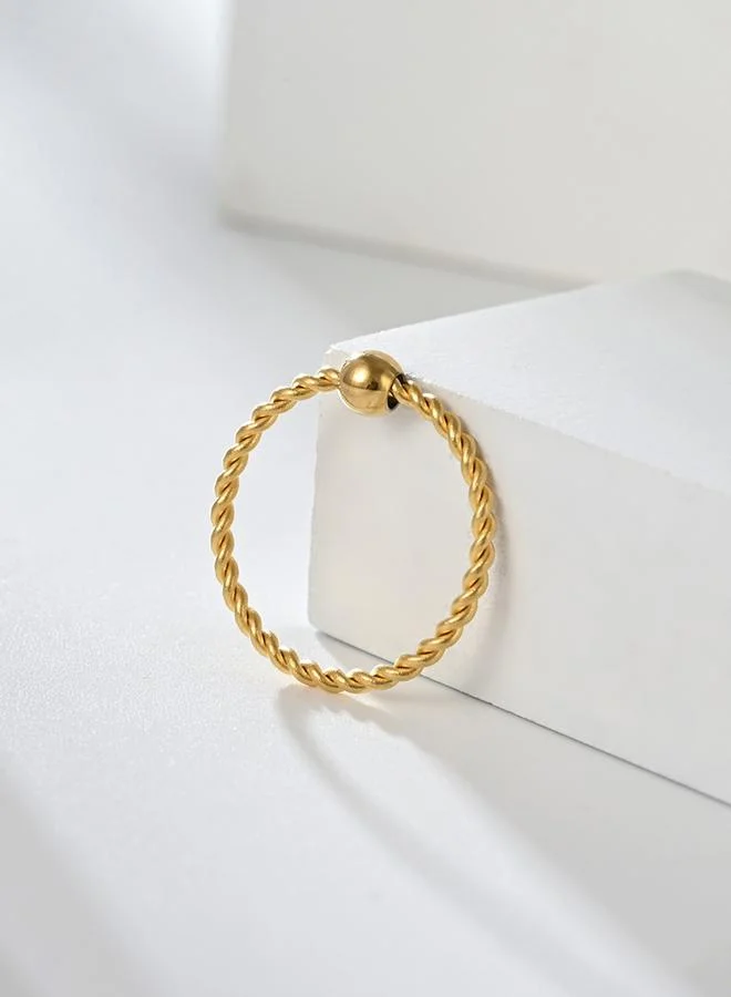 Take Two  Gold Twisted Ring with Bead for Women | Best Price UAE