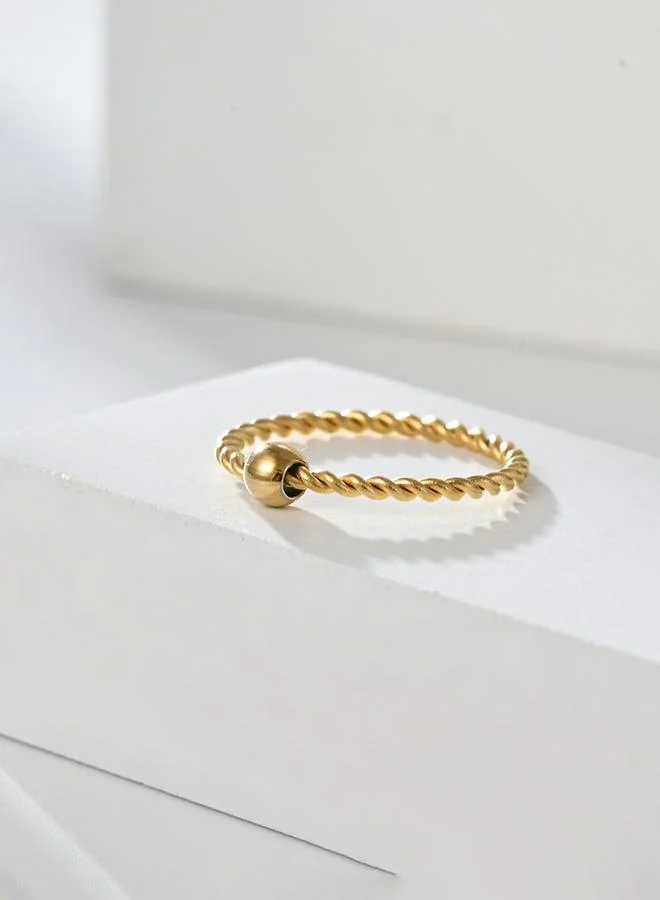 Take Two  Gold Twisted Ring with Bead for Women | Best Price UAE