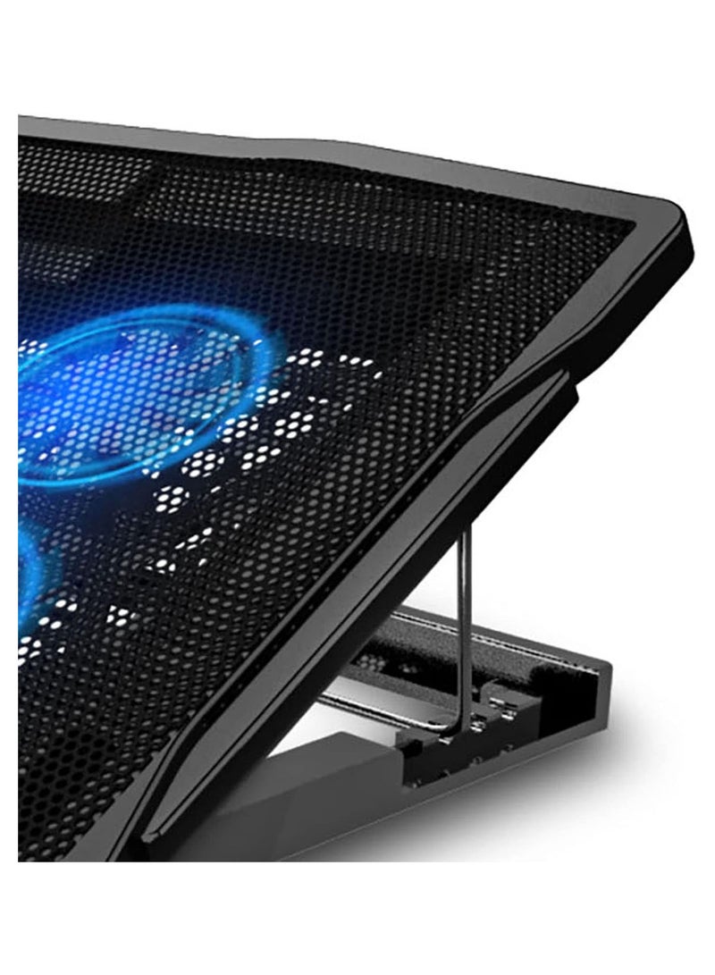 GGOOT Gaming Laptop Cooling Pad Stand, Laptop Cooler with LED Light Dual USB Notebook PC Cooling Pad Computer Cooling Fan Stand - Image 4