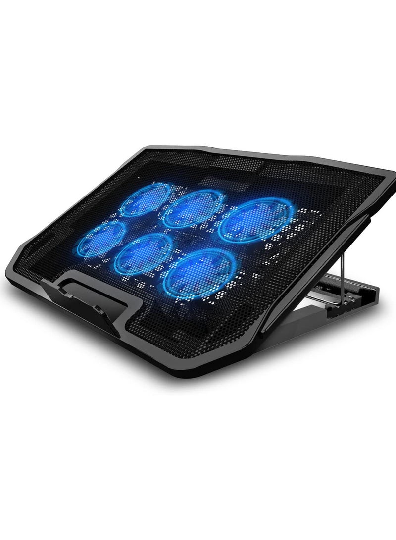 GGOOT Gaming Laptop Cooling Pad Stand, Laptop Cooler with LED Light Dual USB Notebook PC Cooling Pad Computer Cooling Fan Stand - Image 1