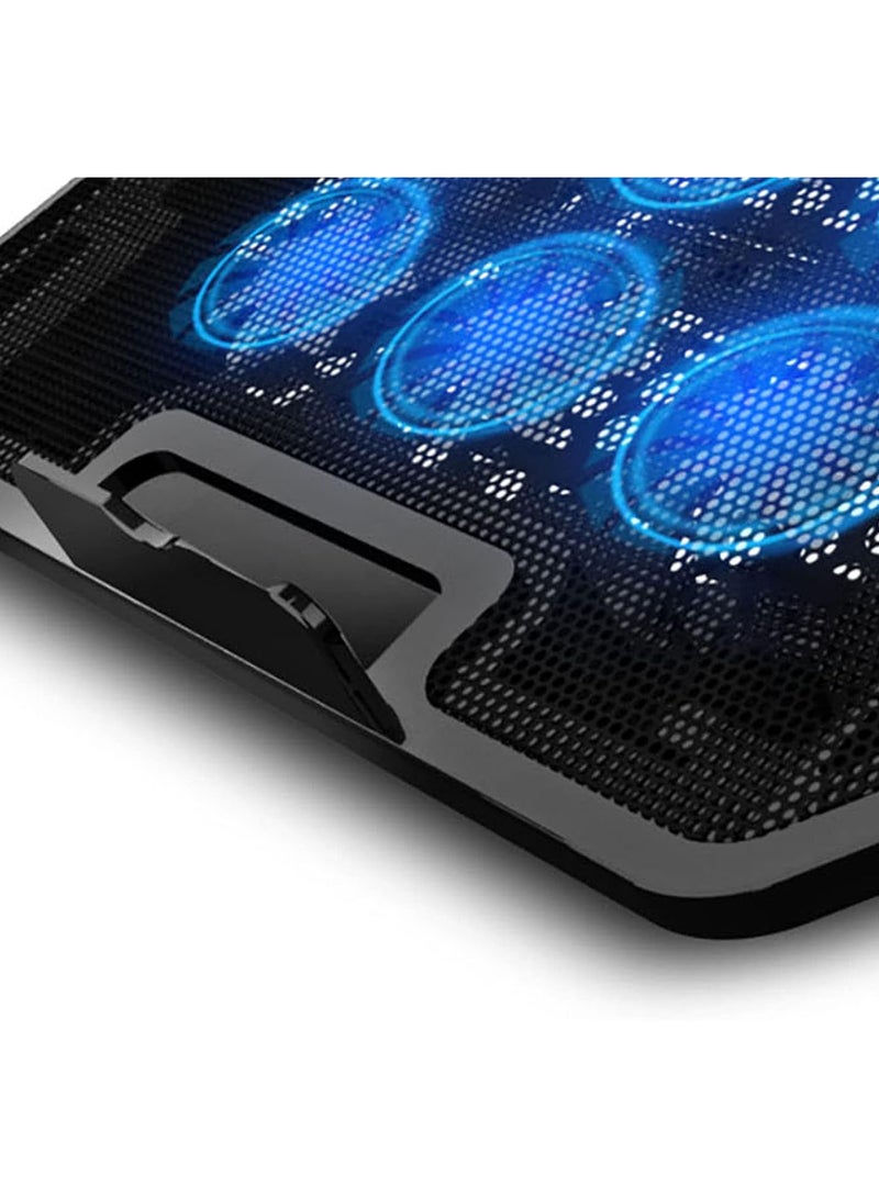 GGOOT Gaming Laptop Cooling Pad Stand, Laptop Cooler with LED Light Dual USB Notebook PC Cooling Pad Computer Cooling Fan Stand - Image 2