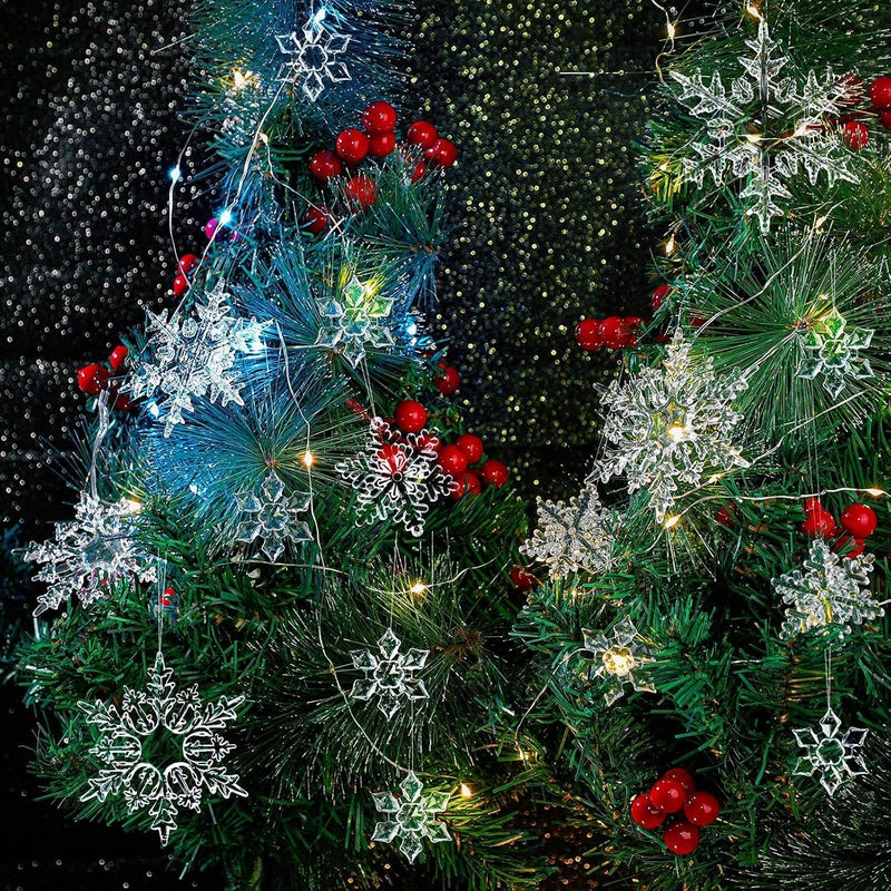 Canlierr 66 Pieces Christmas Acrylic Snowflakes Ornaments Christmas Tree Clear Snowflake Winter Crystal Snowflake Hanging Decor Plastic Xmas Snowflake Decoration for Home Party DIY 172 3337 Inch - Image 5