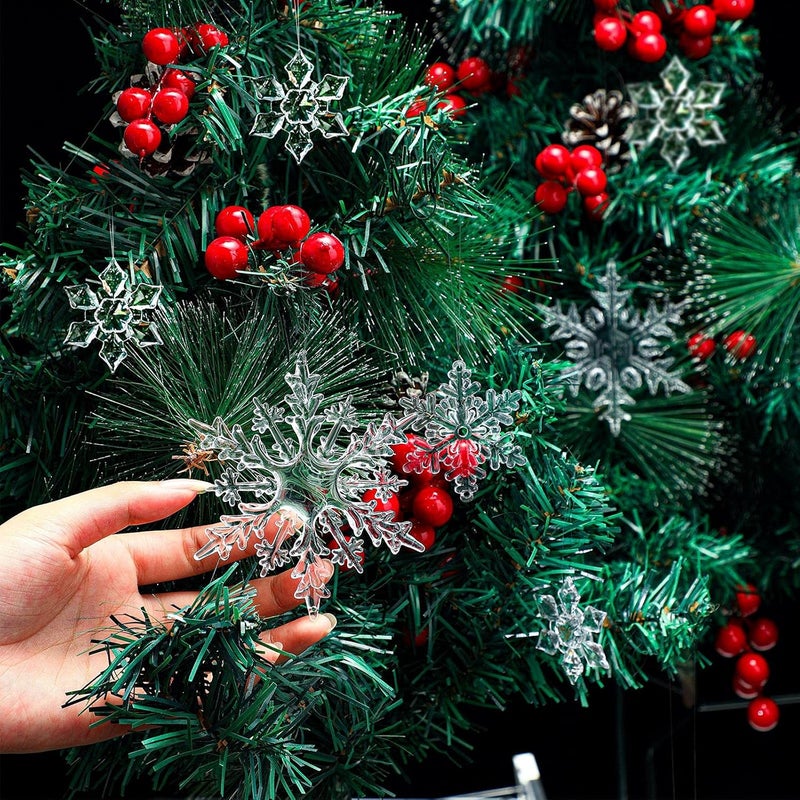 Canlierr 66 Pieces Christmas Acrylic Snowflakes Ornaments Christmas Tree Clear Snowflake Winter Crystal Snowflake Hanging Decor Plastic Xmas Snowflake Decoration for Home Party DIY 172 3337 Inch - Image 4
