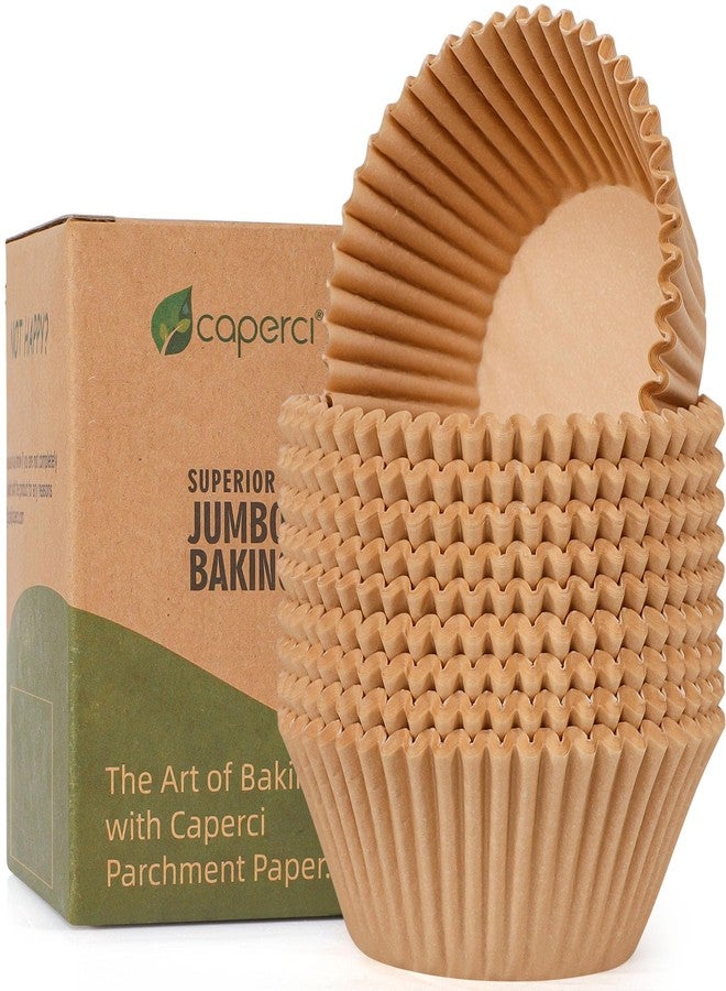 Caperci Parchment 200pcs Jumbo Muffin Liners for Baking - Natural Paper Large Cupcake Liners for Jumbo Muffin Pan, Balanced Non-Stick/Excellent Grease-proof, No Smell, Food Grade (Natural) - Image 1