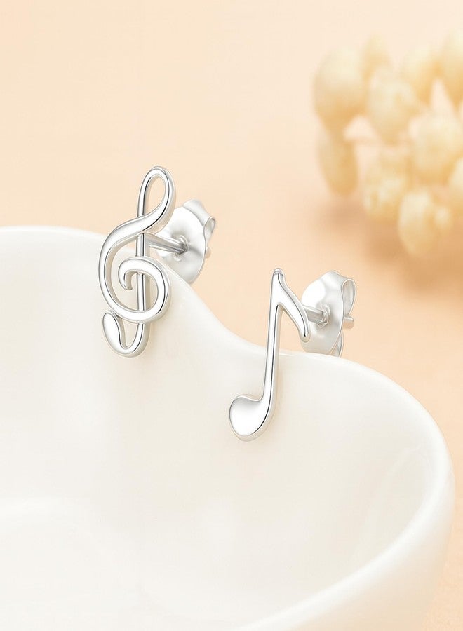 ايرافيدا أقراط إيرافيدا الموسيقية بتصميم مفتاح صول (نغمة موسيقية ثامنة) من الفضة الإسترليني عيار 925 | أقراط مفتاح صول (نغمة موسيقية فا) | أقراط نوتات موسيقية | أقراط غير متطابقة للنساء - Image 5