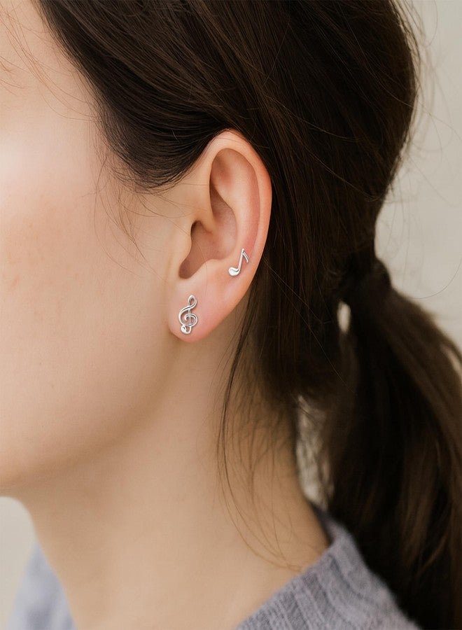 ايرافيدا أقراط إيرافيدا الموسيقية بتصميم مفتاح صول (نغمة موسيقية ثامنة) من الفضة الإسترليني عيار 925 | أقراط مفتاح صول (نغمة موسيقية فا) | أقراط نوتات موسيقية | أقراط غير متطابقة للنساء - Image 2