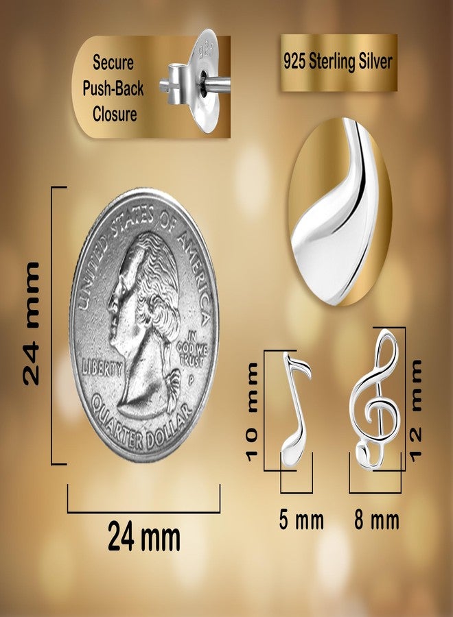 ايرافيدا أقراط إيرافيدا الموسيقية بتصميم مفتاح صول (نغمة موسيقية ثامنة) من الفضة الإسترليني عيار 925 | أقراط مفتاح صول (نغمة موسيقية فا) | أقراط نوتات موسيقية | أقراط غير متطابقة للنساء - Image 3