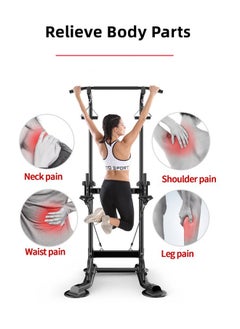 OHAHO Power Tower Dip Pull Up Station Multi-Function Exercise Equipment For Home Gym Training 10 Levels Adjustable Height, Strength Fitness Squat Rack  - Image 5