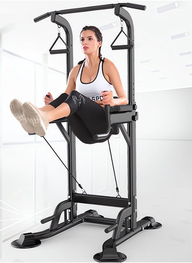 OHAHO - Power Tower Dip Pull Up Station Multi-Function Exercise Equipment For Home Gym Training 10 Levels Adjustable Height, Strength Fitness Squat Rack - Image 1