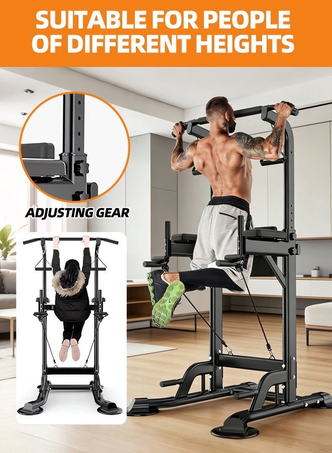 WAKYME Power Tower Dip Pull Up Station Multi-Function Exercise Equipment For Home Gym Training 10 Levels Adjustable Height, Strength Fitness Squat Rack - Image 3