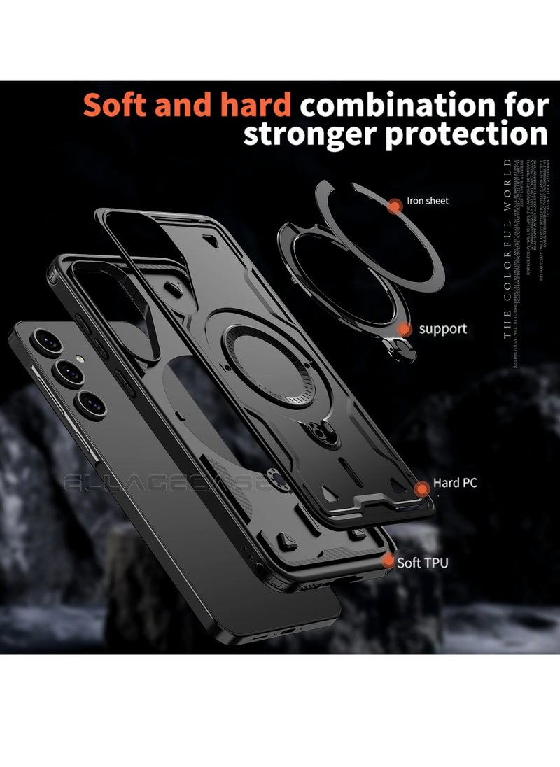ELLAGECASE - Protective Case with Ring for Samsung Galaxy A35 5G, Rugged Drop Protection, Horizontal and Vertical Stand Capability, Solid Camera Protection, Balanced Support, and Perfect Compatibility with Magnetic Accessories - Image 1