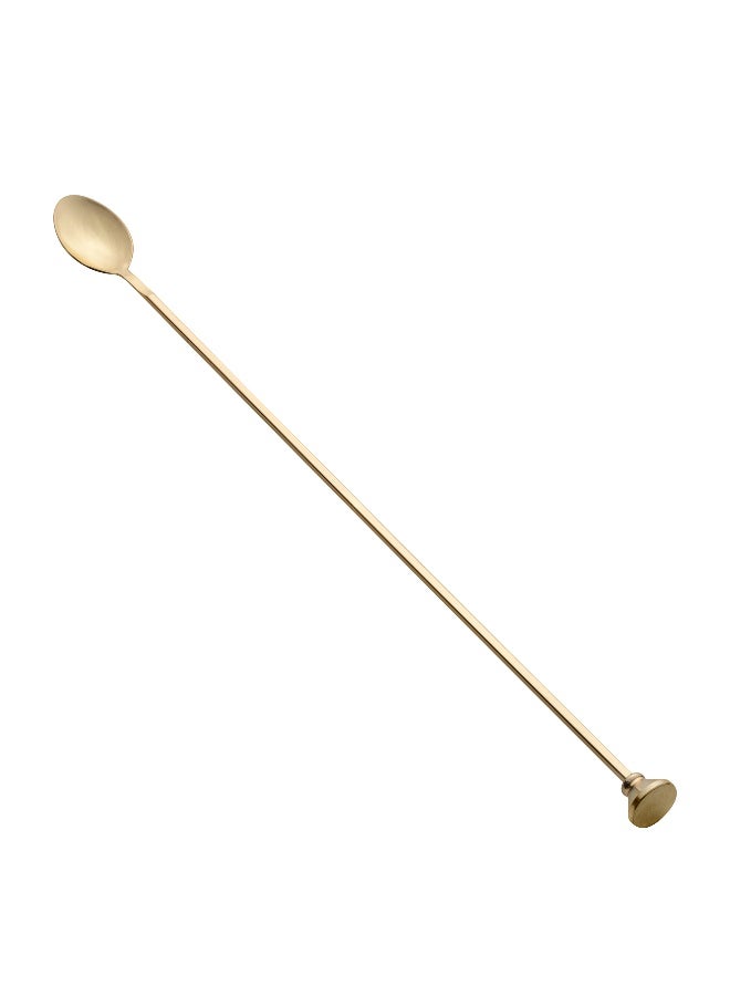 Restaurantware 16" Stainless Steel Muddler Barspoon: Perfect for Professional Bars or At Home Use - Gold Plated Mixing Spoon With Muddler Top - 1-CT - Image 1