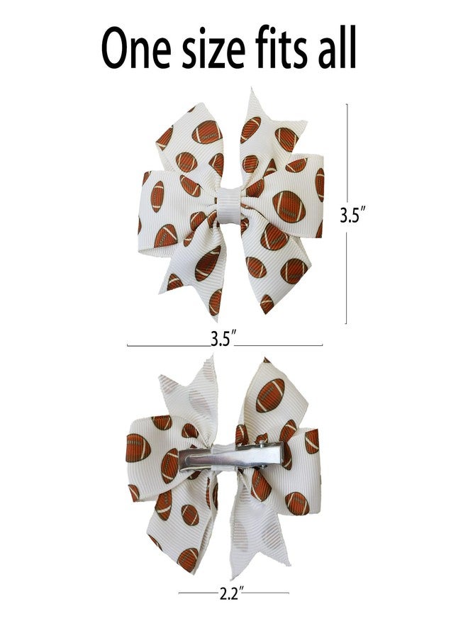 HELYKAKA 4Pcs Football Hair Bow Clips, Rugby Soccer Hair Clips - 3" Ribbon Bows for Girls, Football Printed Ribbon Bows, Football Hair Accessories for Kids Sports Party Hair Accessories, Team Gifts - Image 4