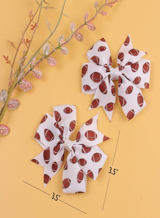 HELYKAKA 4Pcs Football Hair Bow Clips, Rugby Soccer Hair Clips - 3" Ribbon Bows for Girls, Football Printed Ribbon Bows, Football Hair Accessories for Kids Sports Party Hair Accessories, Team Gifts - Image 3