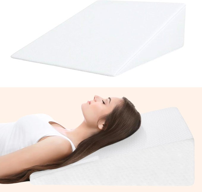 COMFORT MEMORY FOAM THERAPY BED WEDGE PILLOW DESIGNED FOR BACK NECK PAIN BETTER BREATHING CIRCULATION ACID REFLUX WASHABLE COVER INCLUDED