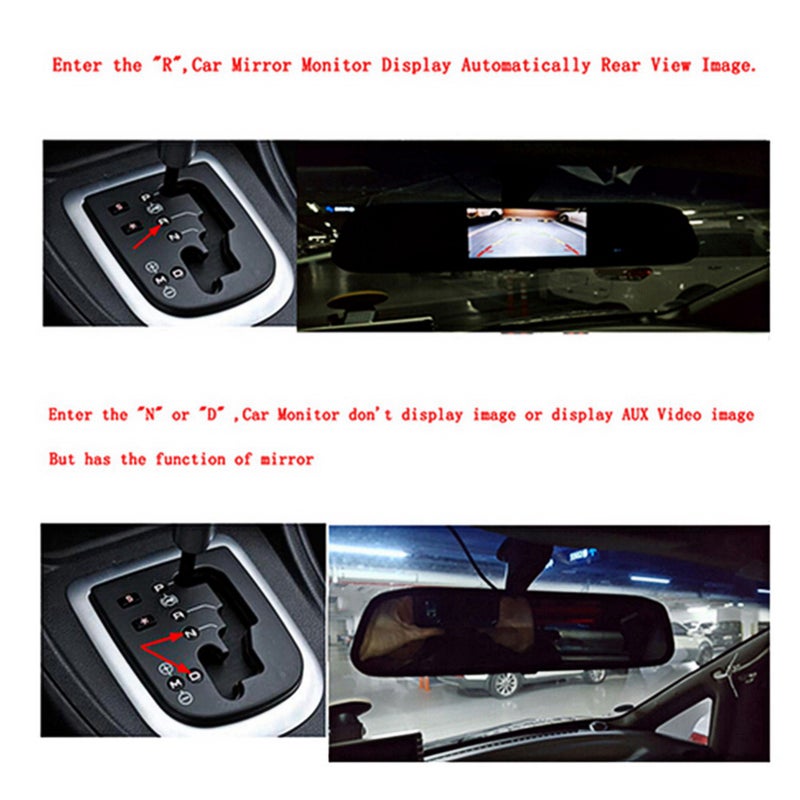 4.3in Car HD Rearview Mirror Display 8LED Night Vision Reversing Camera - Image 5