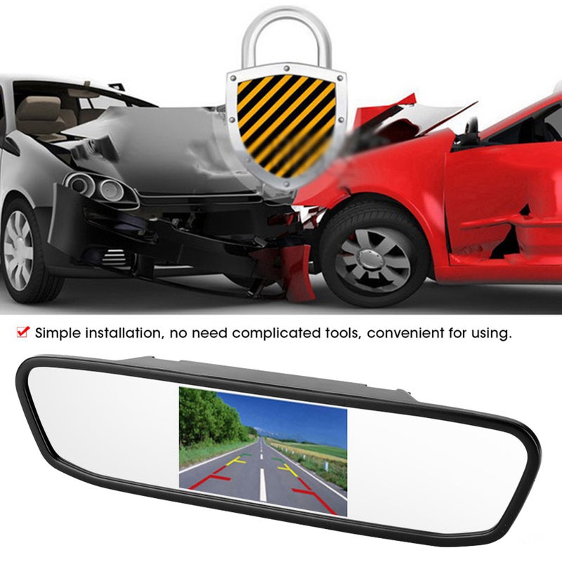 4.3in Car HD Rearview Mirror Display 8LED Night Vision Reversing Camera - Image 4