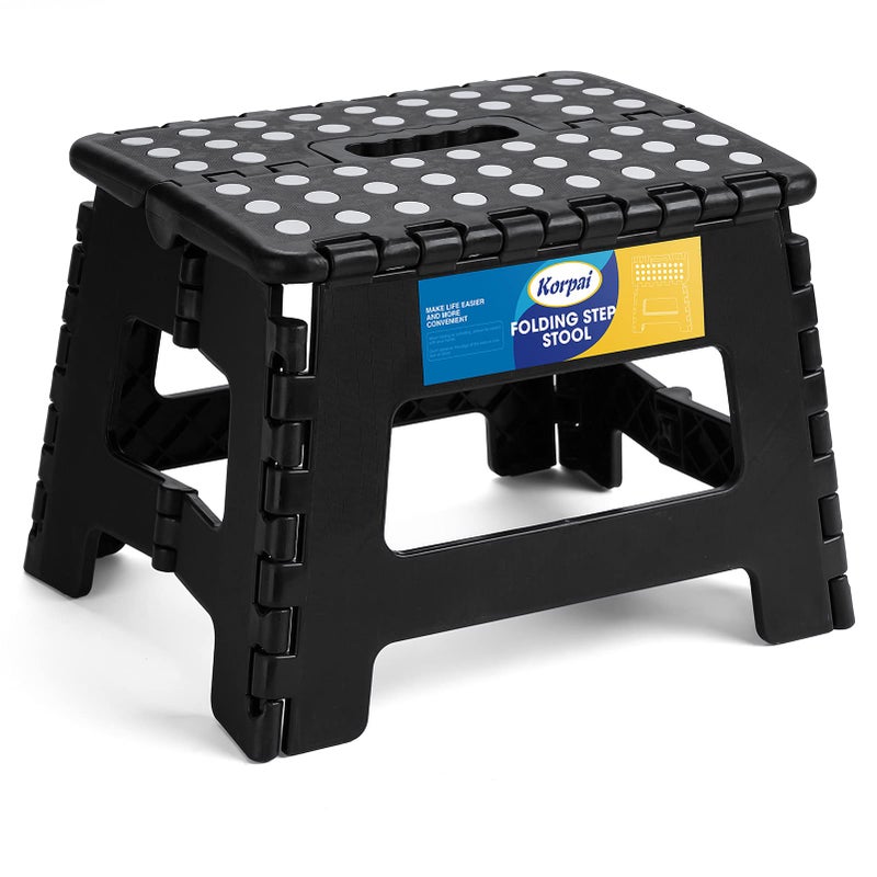 Korpai 9 Folding Step Stool for AdultsKidsNonSlip Folding Stools with Portable HandlePlastic Foldable Step Stool for Kitchen ectBlack1PC