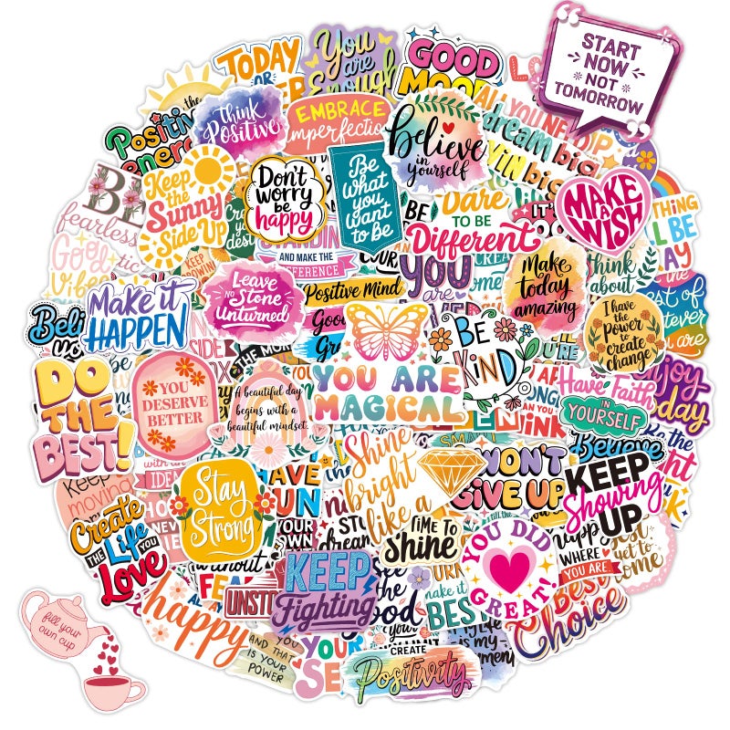 YAMIOW 300PCS Motivational Positive Affirmation Stickers for Water Bottle, Laptop, Scrapbook, Vision Board, Waterproof Vinyl Inspirational Quote Decals for Kids, Teens, Adults, Students, Teachers - Image 1