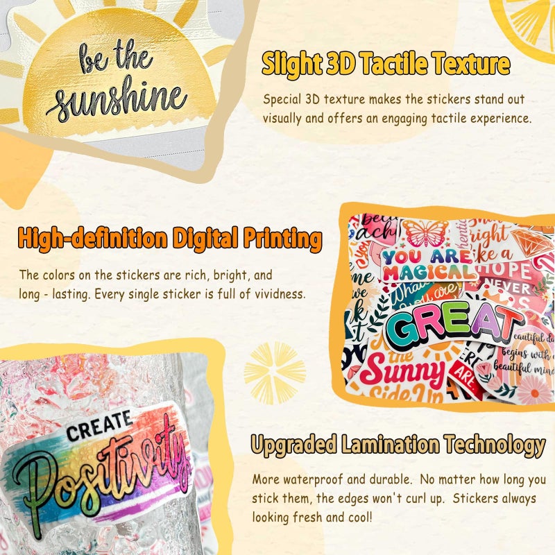 YAMIOW 300PCS Motivational Positive Affirmation Stickers for Water Bottle, Laptop, Scrapbook, Vision Board, Waterproof Vinyl Inspirational Quote Decals for Kids, Teens, Adults, Students, Teachers - Image 4