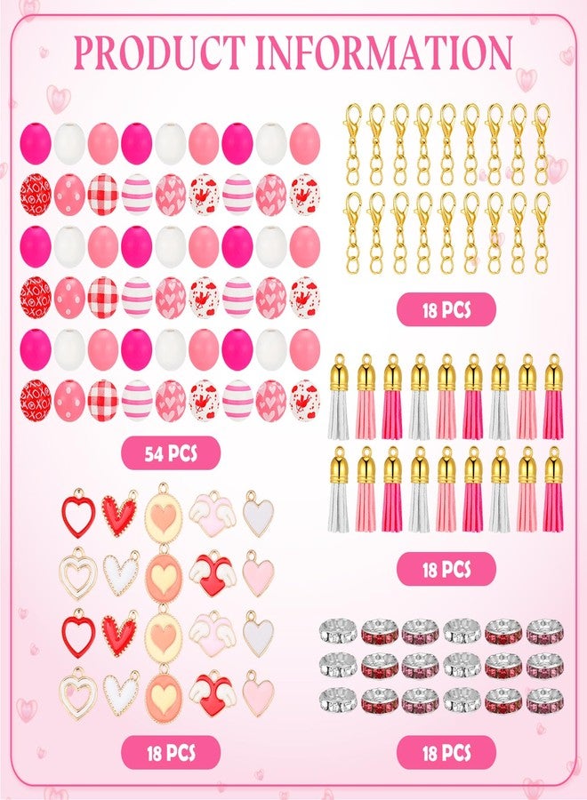 Seajan 18 Pack Valentines Beadable Pens with Assorted Colors Beads DIY Red and Pink Bead Pens for Office Supplies Valentine's Day Party Favor - Image 3