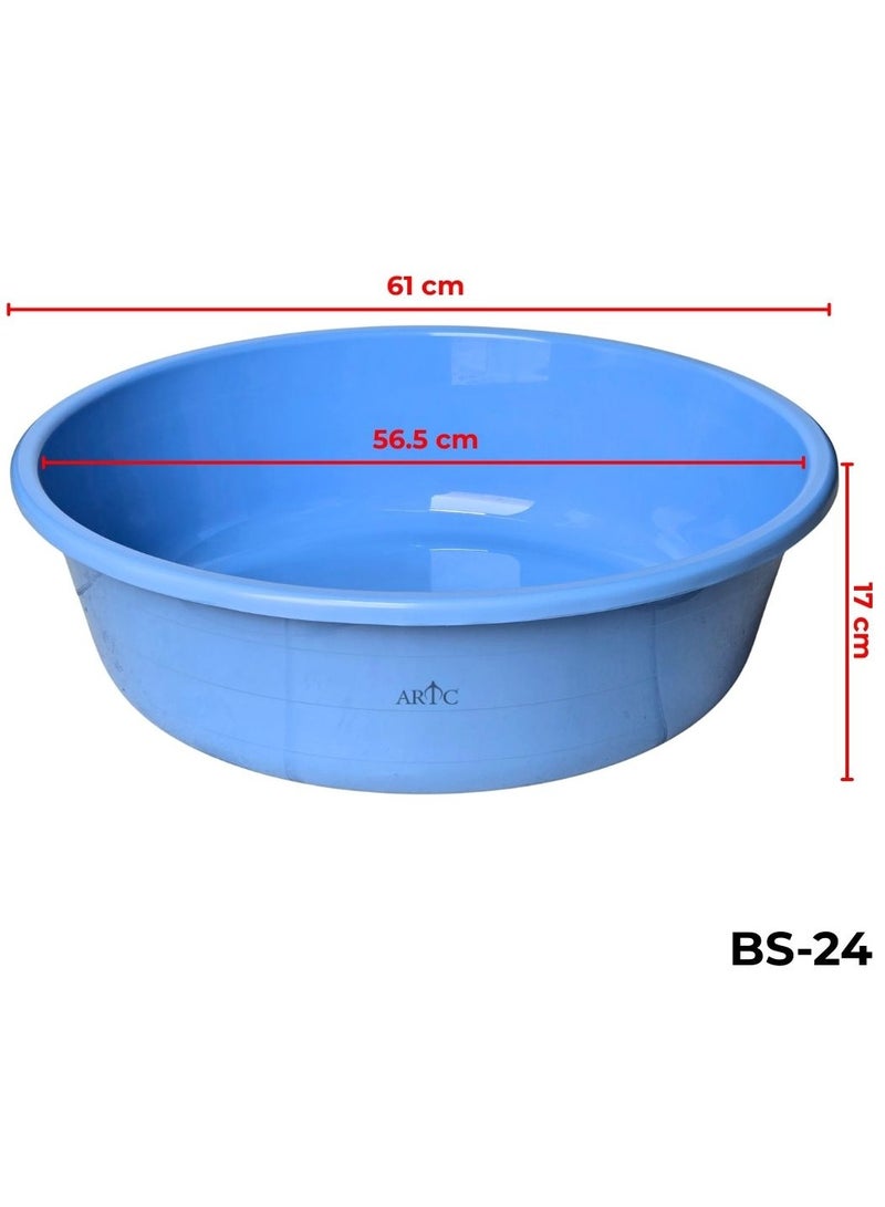 اي ار تي سي حوض استحمام ARTC بلاستيكي متين سعة 36 لترًا (أزرق) - حوض دائري متعدد الأغراض فاخر للغسيل وغسل الأطباق والتنظيف والنقع وتخزين المياه وتنظيم المنزل - قابل للتكديس ومتين - Image 2