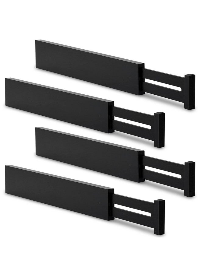 Utoplike 4 pcs Bamboo Kitchen Drawer Dividers Large, Adjustable Black Drawer Organizers, Spring Loaded, Works in Kitchen, Dresser, Bathroom, Bedroom, Drawer, Desk - Image 1