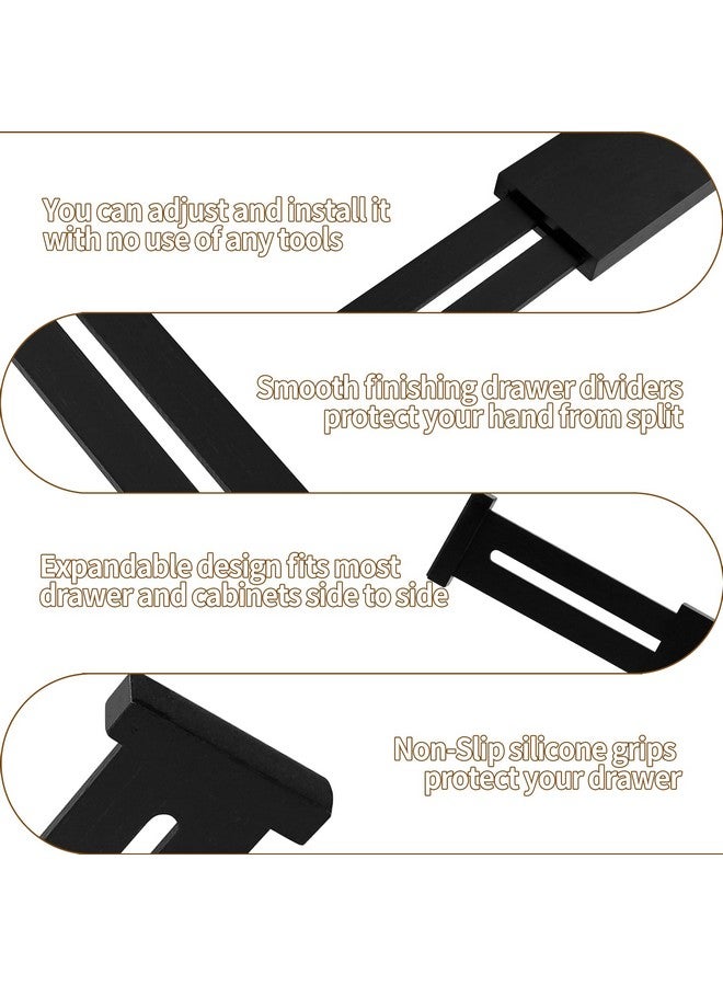 Utoplike 4 pcs Bamboo Kitchen Drawer Dividers Large, Adjustable Black Drawer Organizers, Spring Loaded, Works in Kitchen, Dresser, Bathroom, Bedroom, Drawer, Desk - Image 5