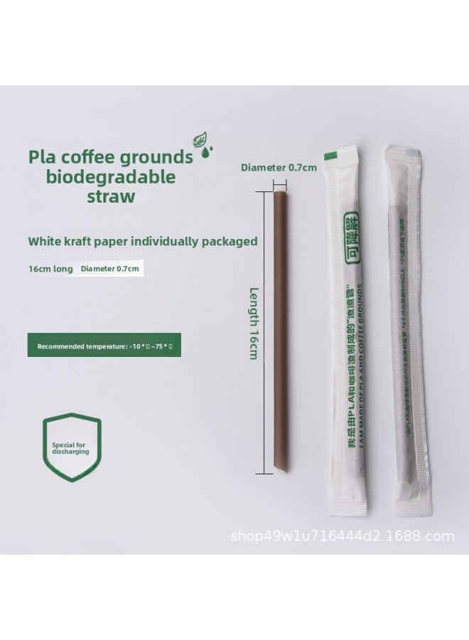 Coffee Residue Pla Biodegradable Straw Disposable Short Straw Pointed Coffee Milk Tea Independent Packaging Environmental Protection Straw 