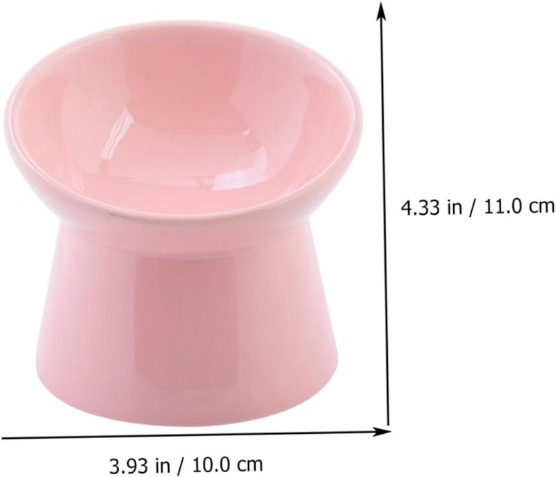 Ceramic Elevated Tilted Pet Feeding Bowl for Cats and Dogs Pink High-Leg Whisker Relief Pet Food Dish Suitable for Cats and Small Dogs - Image 2