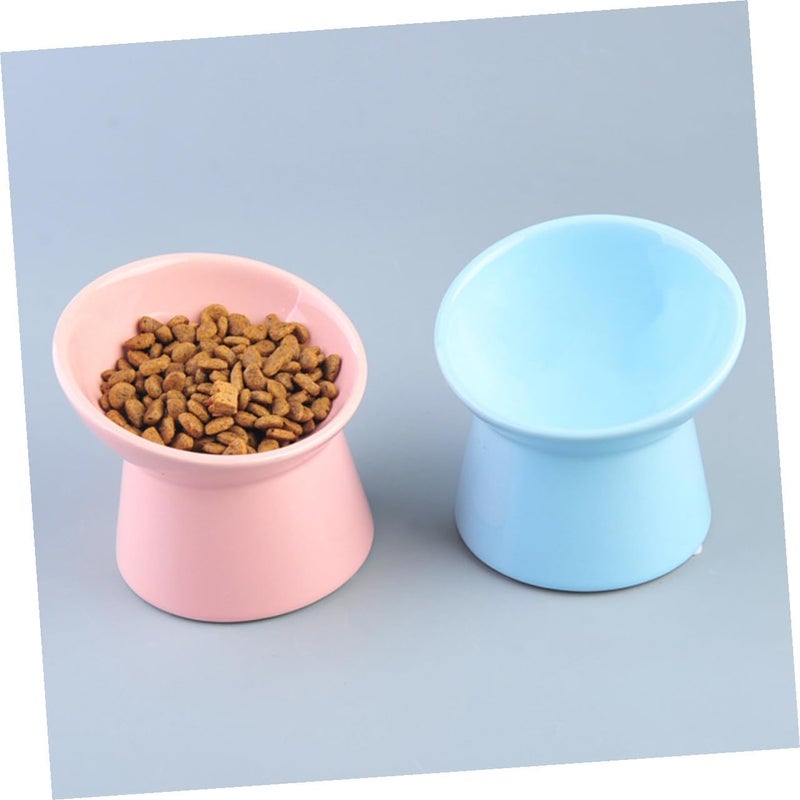 Ceramic Elevated Tilted Pet Feeding Bowl for Cats and Dogs Pink High-Leg Whisker Relief Pet Food Dish Suitable for Cats and Small Dogs - Image 4