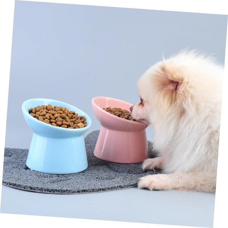 Ceramic Elevated Tilted Pet Feeding Bowl for Cats and Dogs Pink High-Leg Whisker Relief Pet Food Dish Suitable for Cats and Small Dogs - Image 5