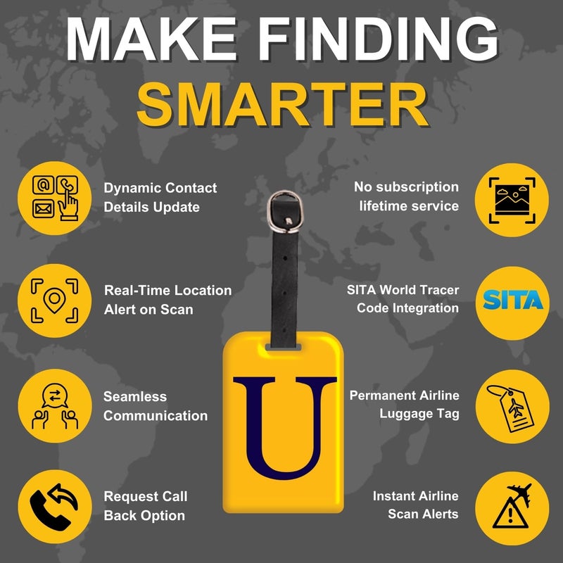 tag8 [Pack 2] Smart Luggage Tag ID with Name Initial B| Bag Tag with Global Loss Recovery Service | Airline Compliant | SITA World Tracer Code Enabled | Smart Alternative to Name Tags | Gift idea (U) - Image 4