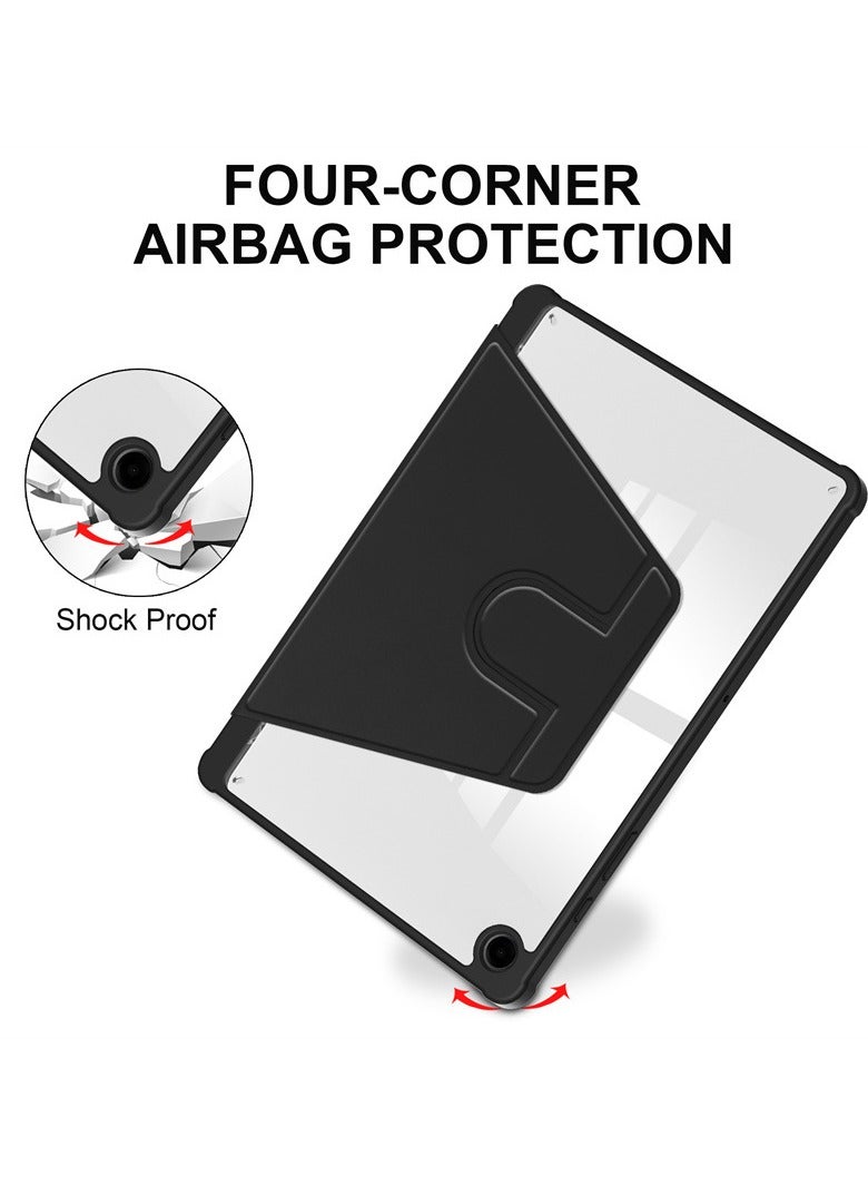 Case for  Samsung Galaxy Tab A9， Tablet Protective Case  , Acrylic 360 ° Rotating Design, Automatic Wake-up/sleep, Soft Leather, Black - Image 4