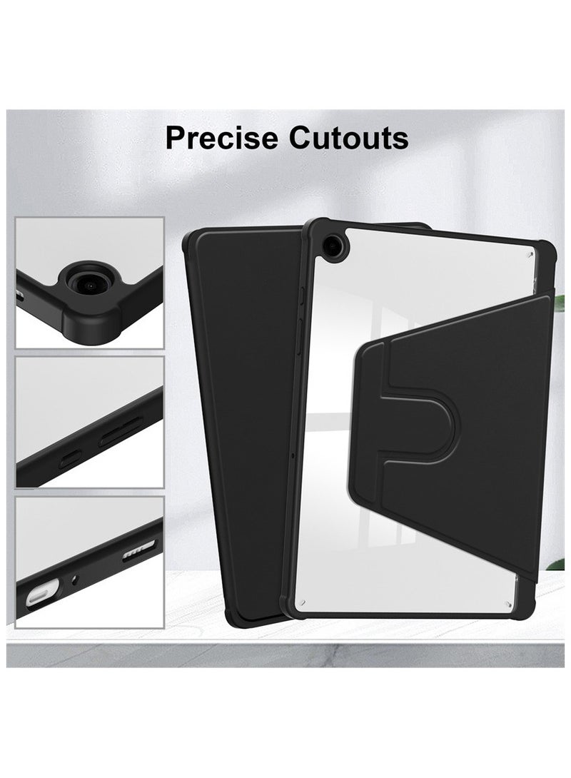 Case for  Samsung Galaxy Tab A9， Tablet Protective Case  , Acrylic 360 ° Rotating Design, Automatic Wake-up/sleep, Soft Leather, Black - Image 3