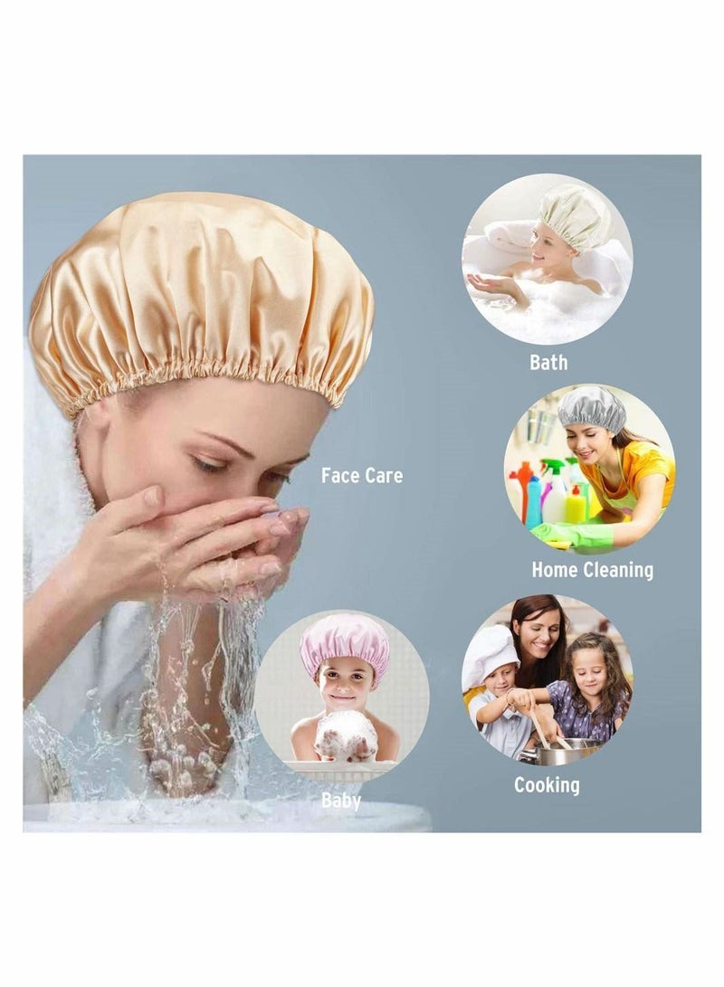 Y&D 4 Pack Shower Caps for Women, Double Waterproof Layers Bathing Hat Hair Protection EVA Reusable, Medium Size - Image 4